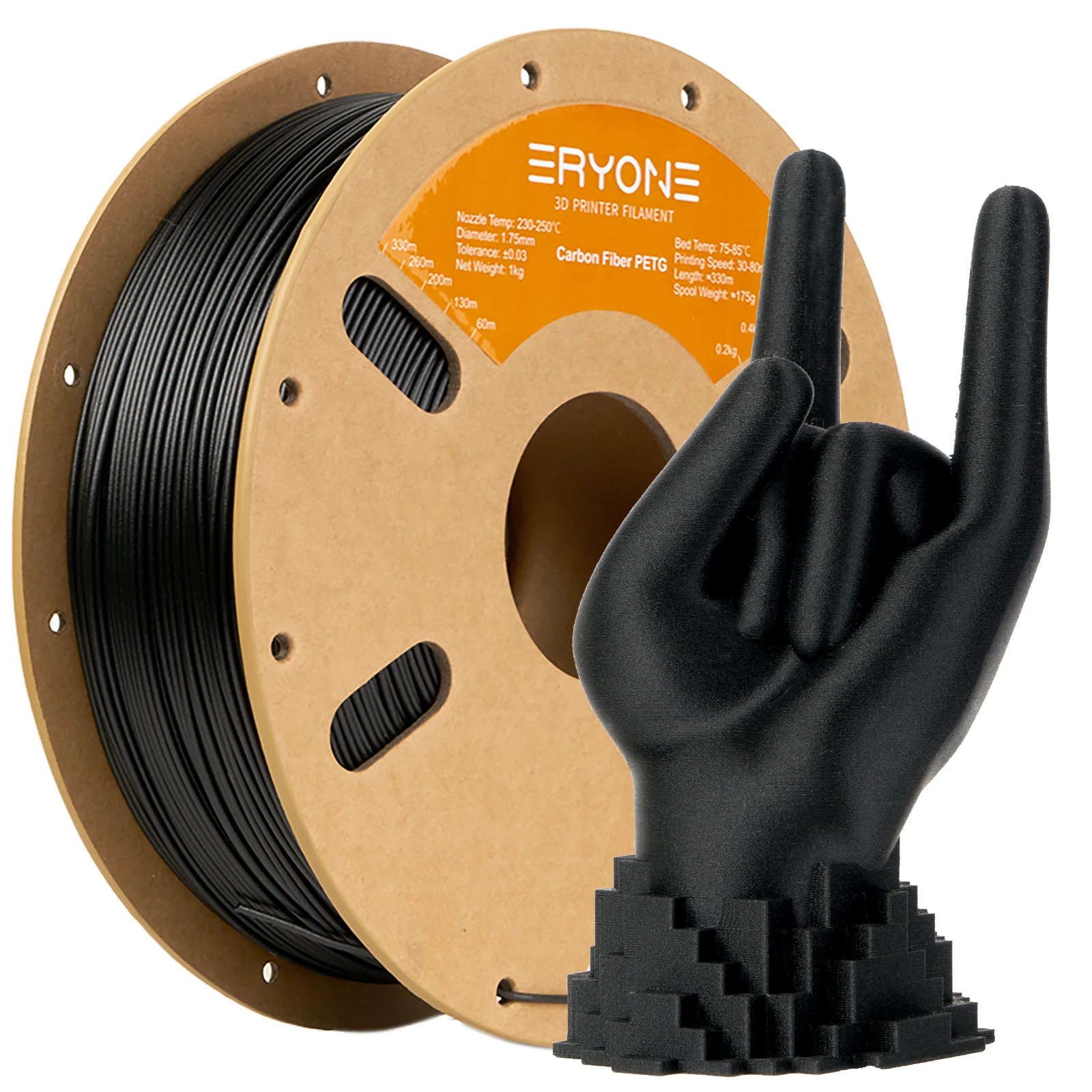 ERYONE PETG Filament - Carbon Fiber černá 1kg (s uhlíkovým vláknem)