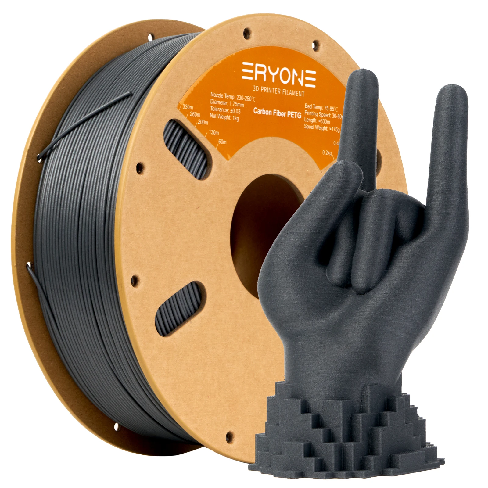 ERYONE PETG Filament - Carbon Fiber šedá 1kg (s uhlíkovým vláknem)