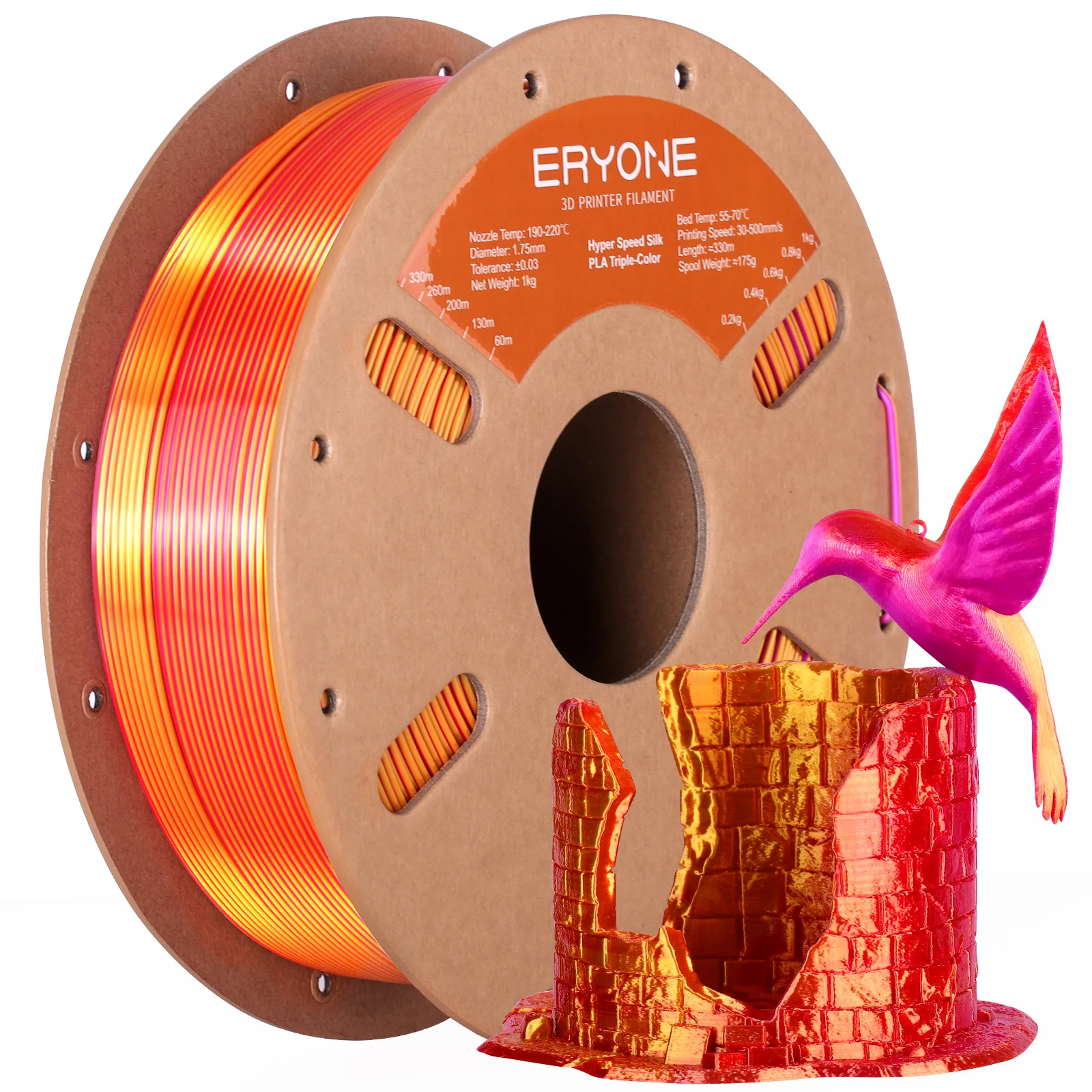 ERYONE PLA Filament - Tříbarevný 250g (červená, zlatá, fialová)