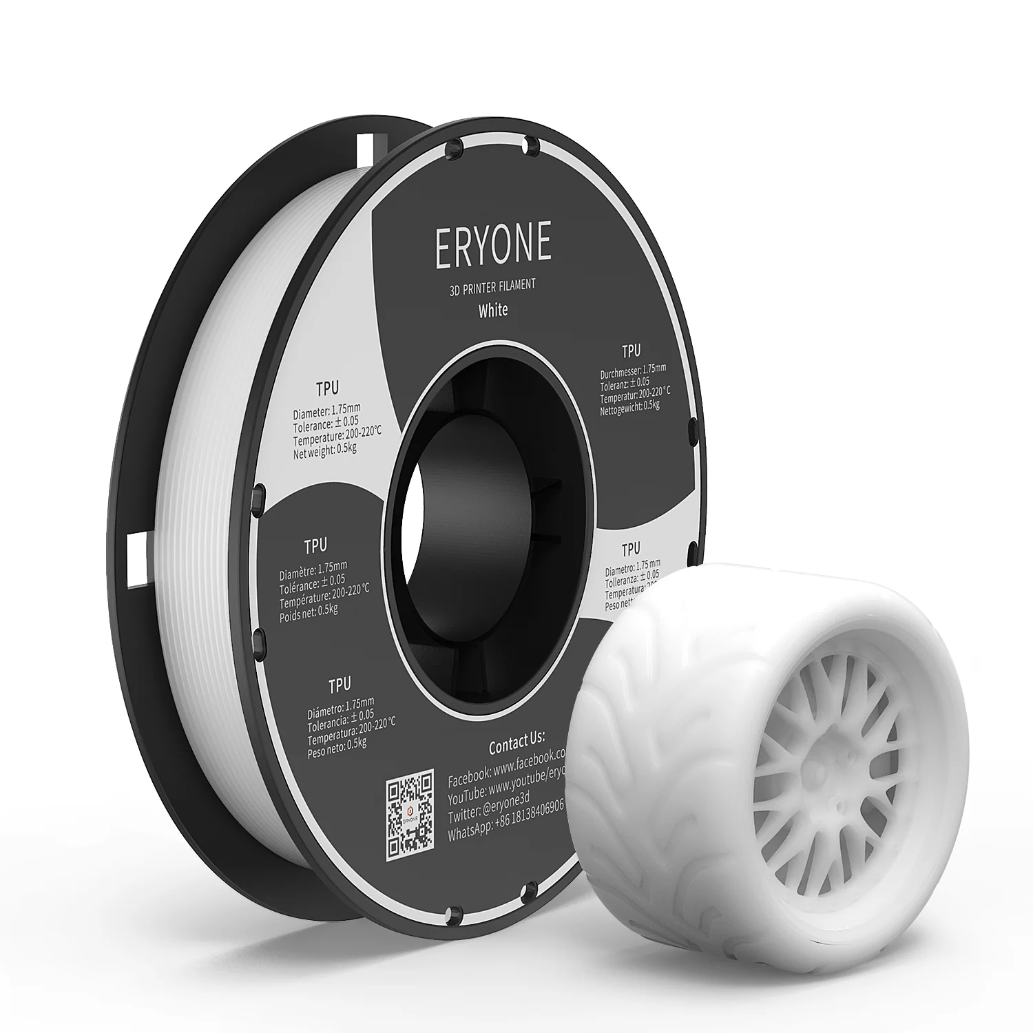 ERYONE TPU Filament - bílá 0.5 Kg
