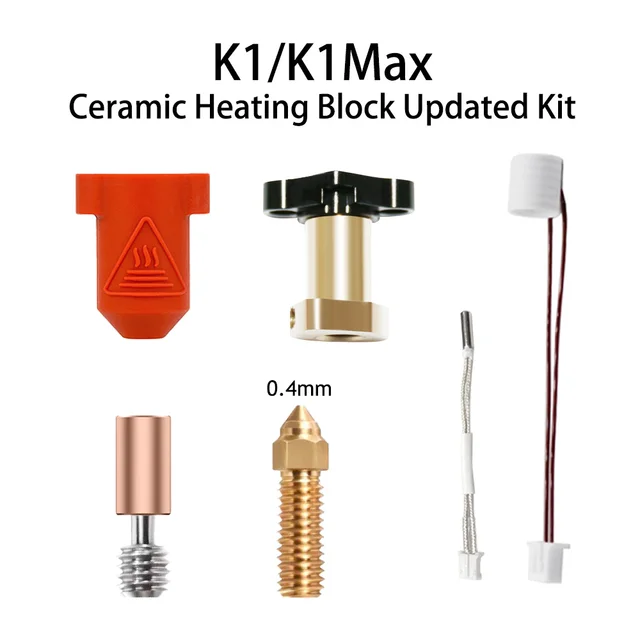 Náhradní rozložený hotend Creality K1 - verze s červeným silikonem