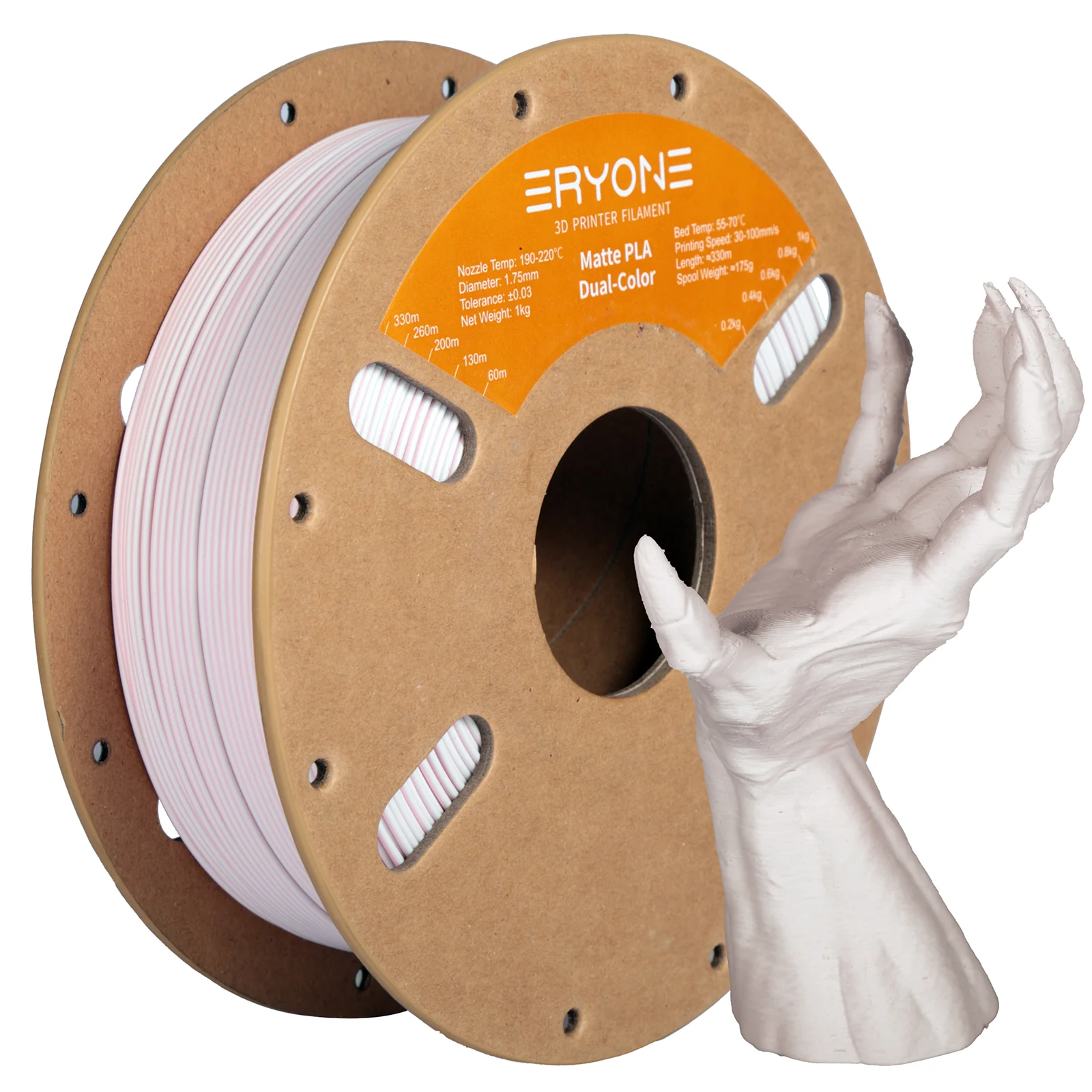 ERYONE PLA Matte Filament - Matný dvoubarevný 1kg (růžová, bílá)
