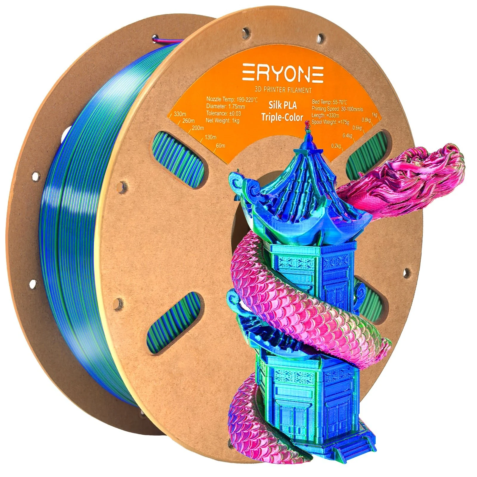 ERYONE PLA Filament - Tříbarevný 1kg (červená, modrá, zelená)