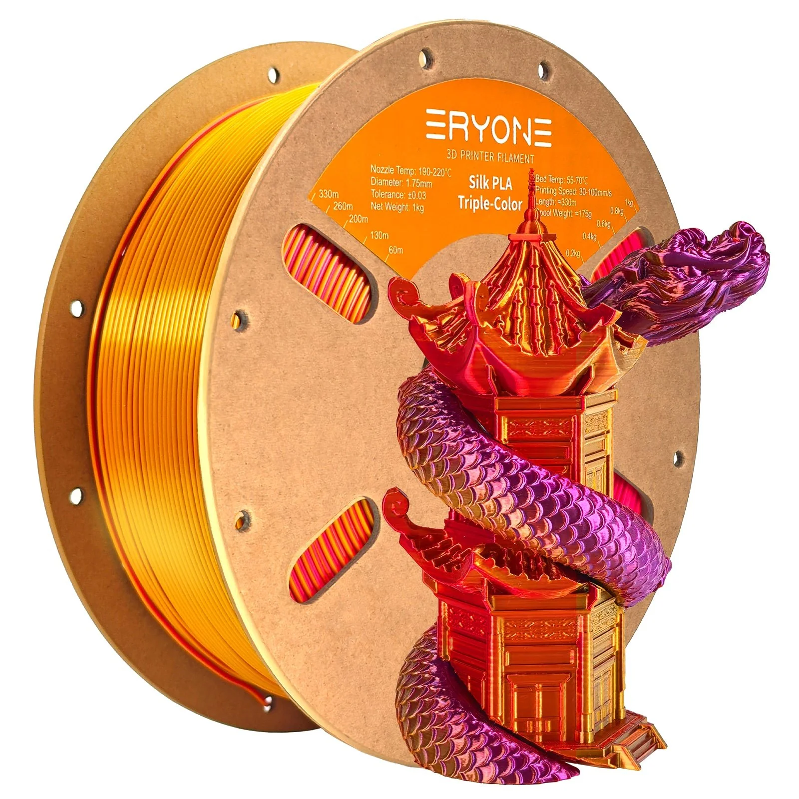 ERYONE PLA Filament - Tříbarevný 1kg (červená, zlatá, fialová)