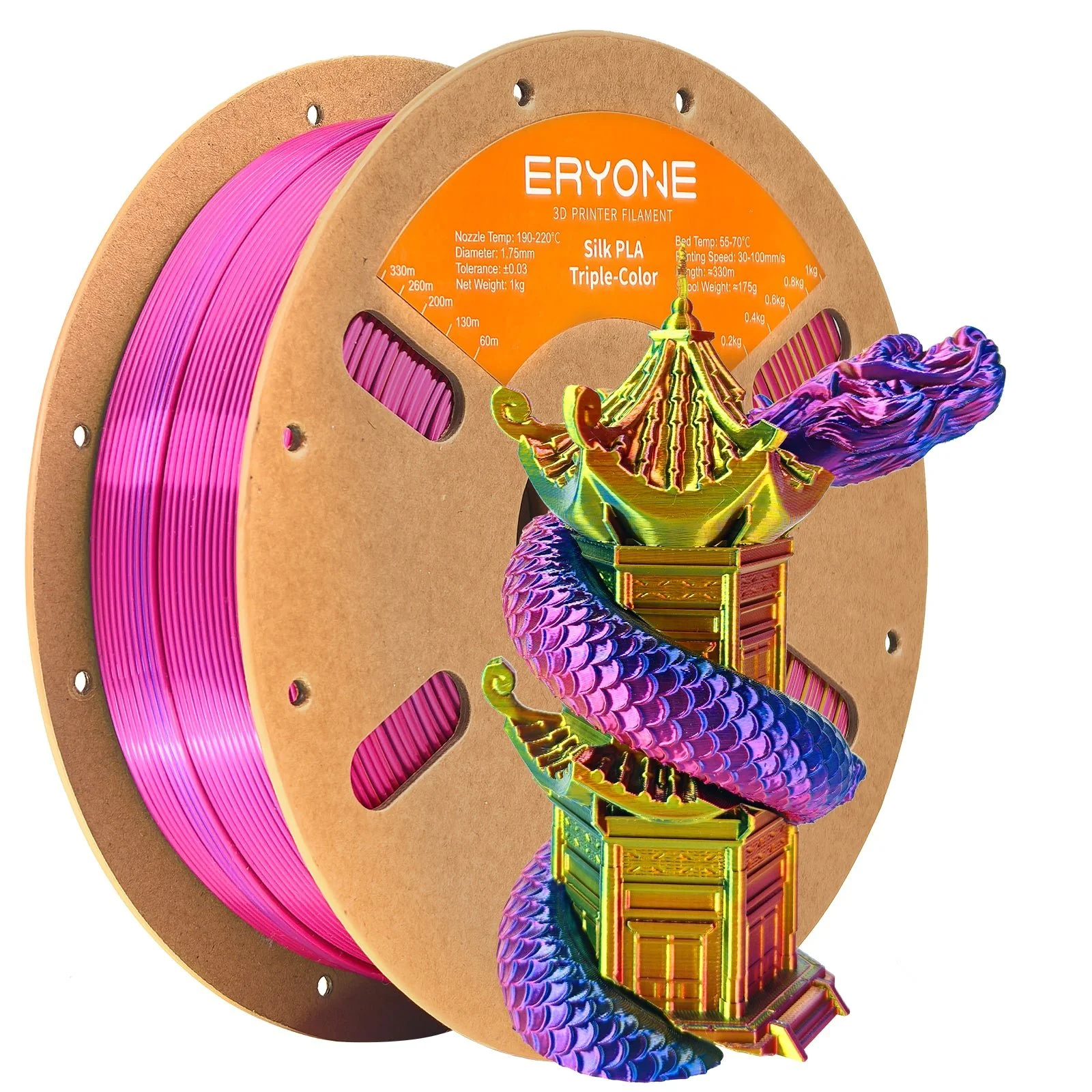 Obrázek ERYONE PLA Filament - Tříbarevný 1kg (červená, žlutá, modrá)