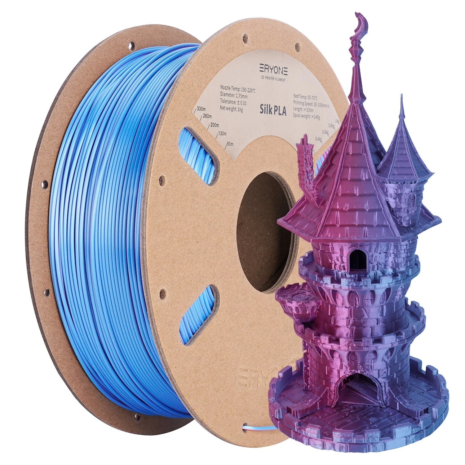 ERYONE PLA Filament - Dvoubarevný 1kg (červená růže, světle modrá)