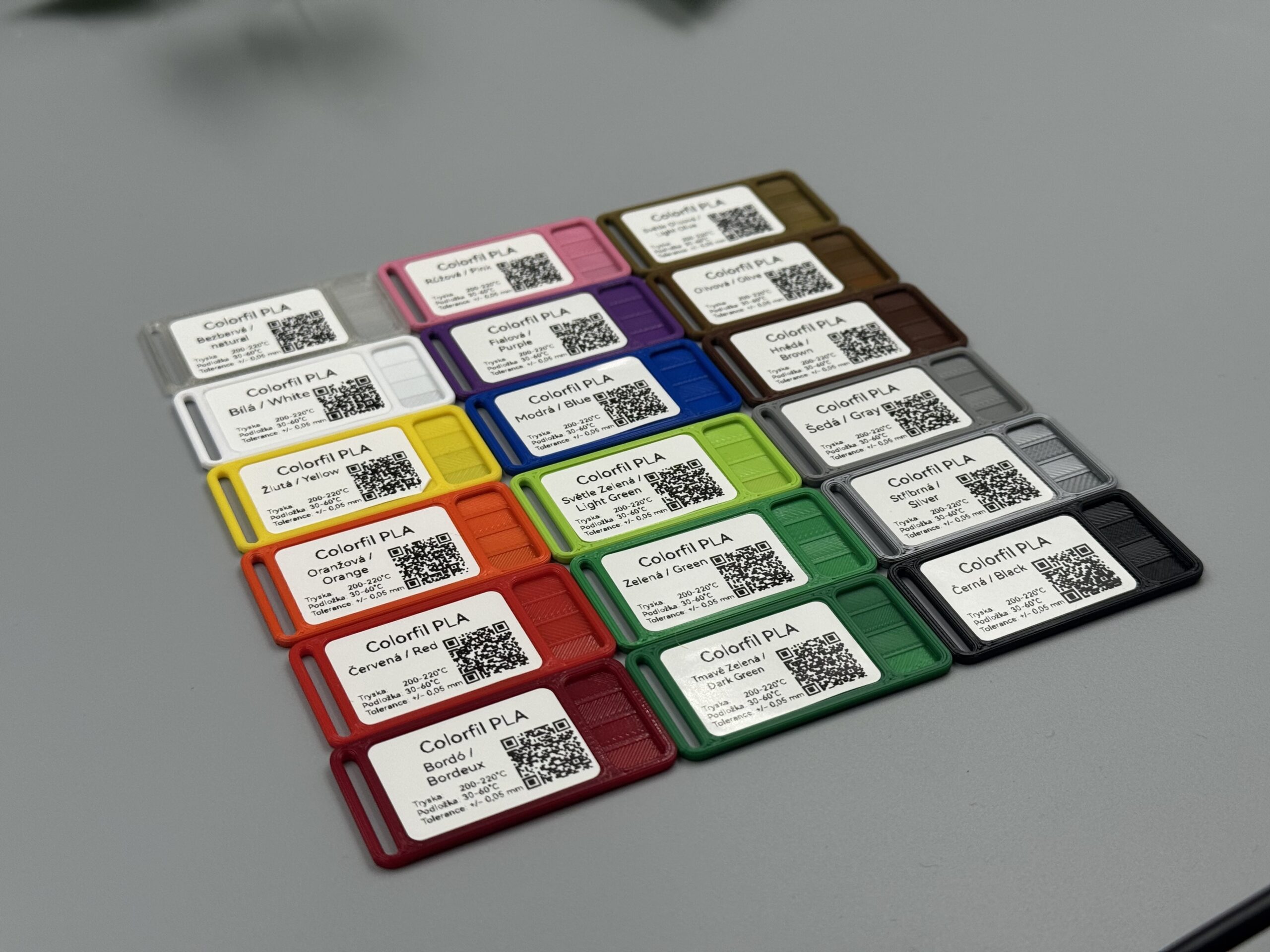 Obrázek Colorfil PLA barevný vzorník - Filament Swatches - Bez krabičky