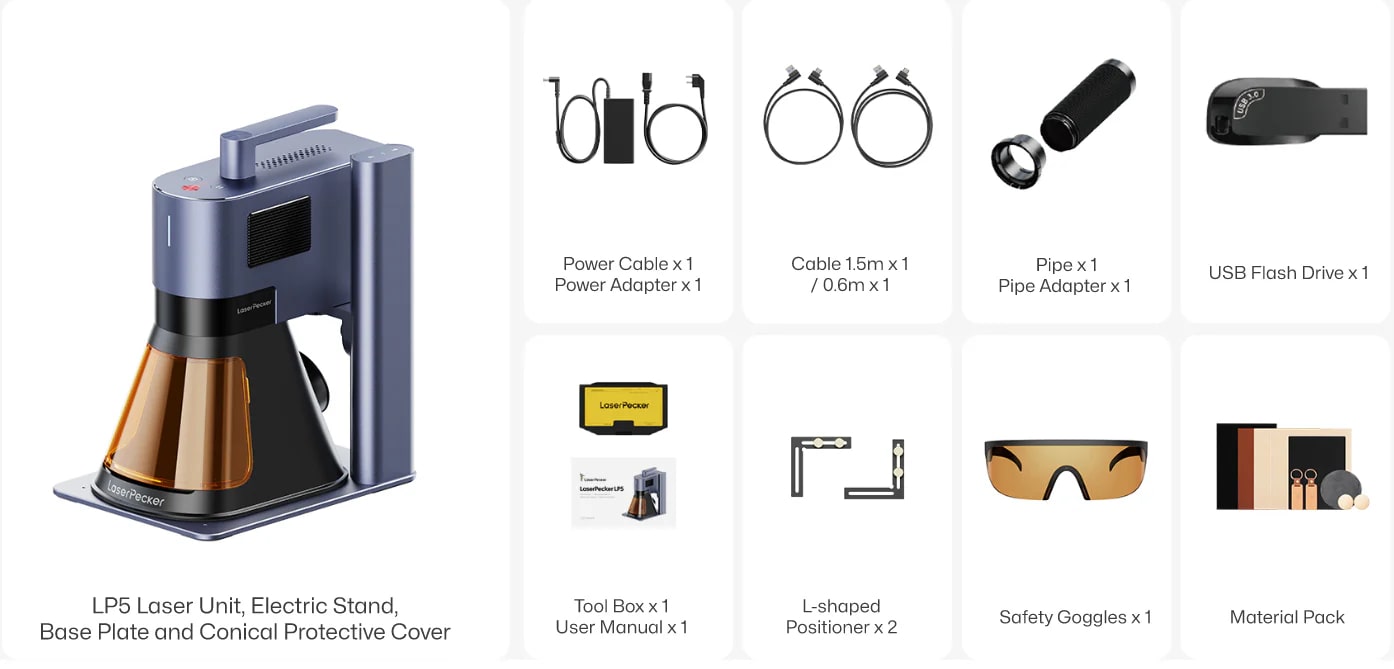 Obrázek LaserPecker LP5 – Inteligentní 20W laserový gravírovací stroj - Basic Bundle