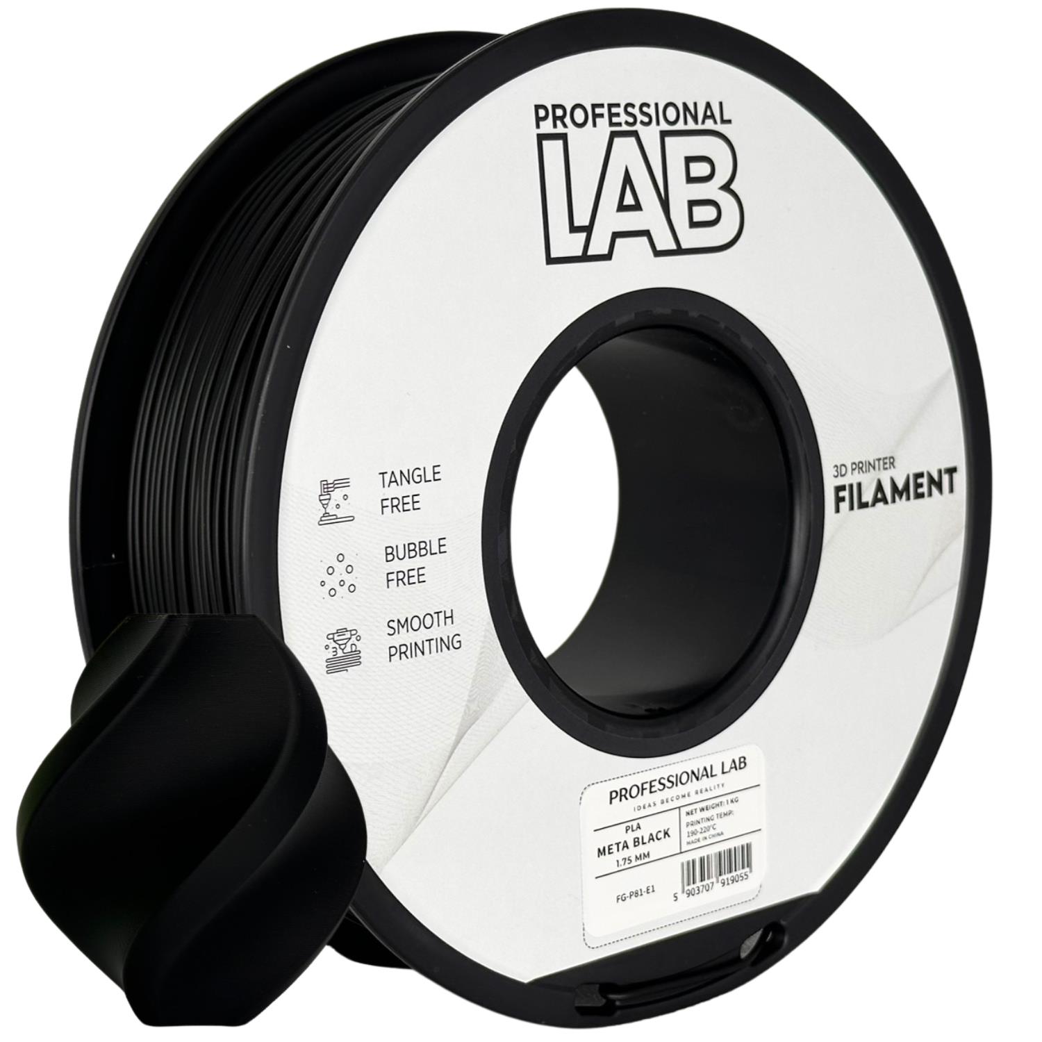 Obrázek Prof. Lab PLA Meta Black (metalická, černá) 1 kg