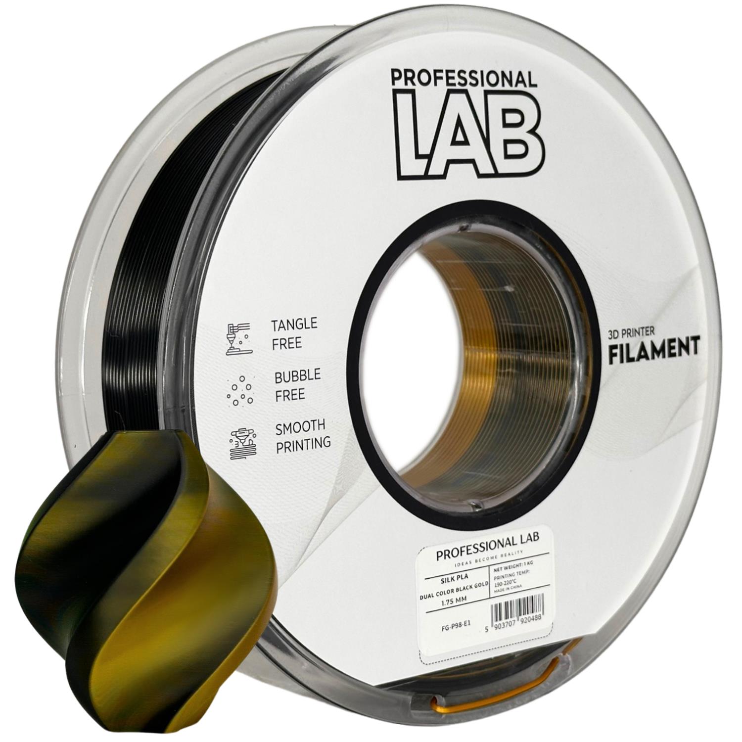Obrázek Prof. Lab PLA Silk Dual Color Black Gold (černá, zlatá) 1 kg