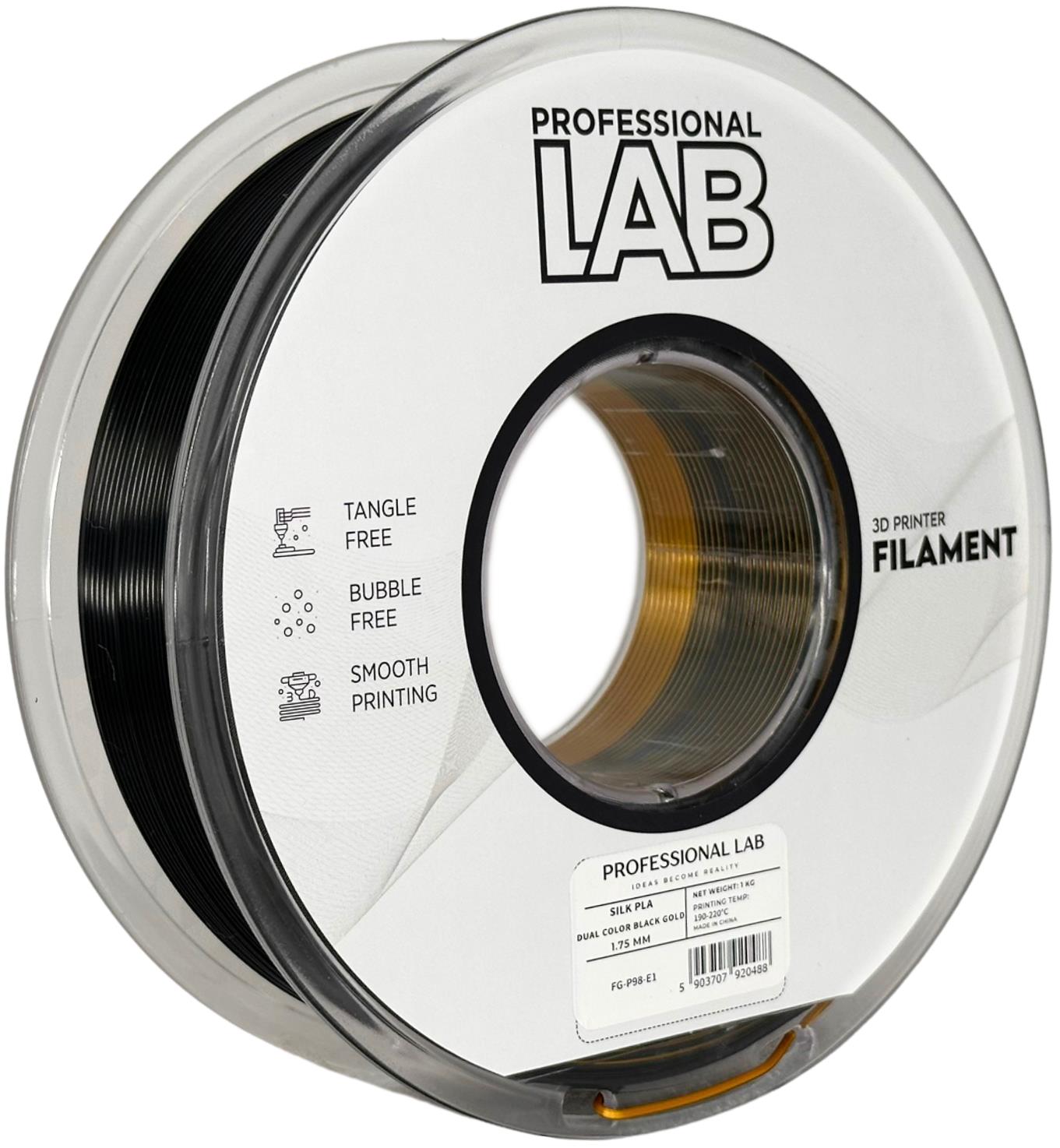 Obrázek Prof. Lab PLA Silk Dual Color Black Gold (černá, zlatá) 1 kg