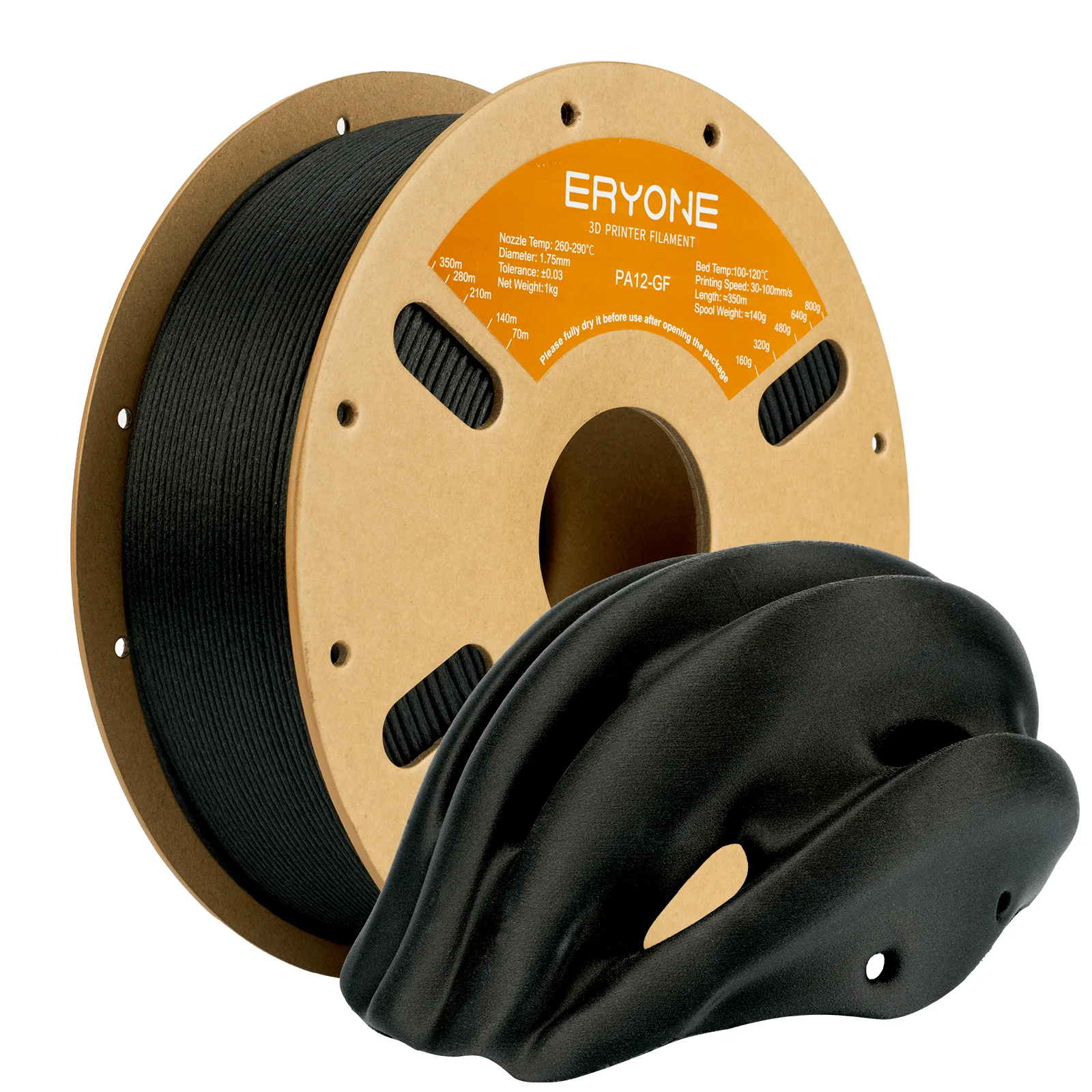 ERYONE PA12-GF Černá / Black - se skelným vláknem 1 kg