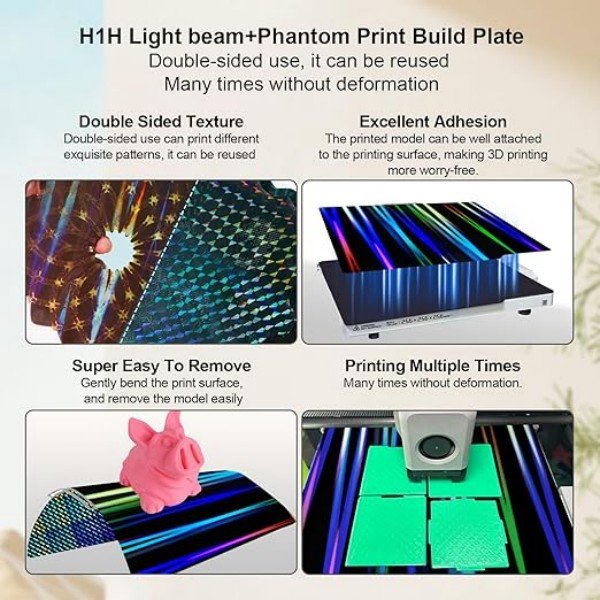Obrázek Oboustranný efektový tiskový plát H1H Light Beam + Phantom (pro Bambu Lab X1 / X1-Carbon / P1P)