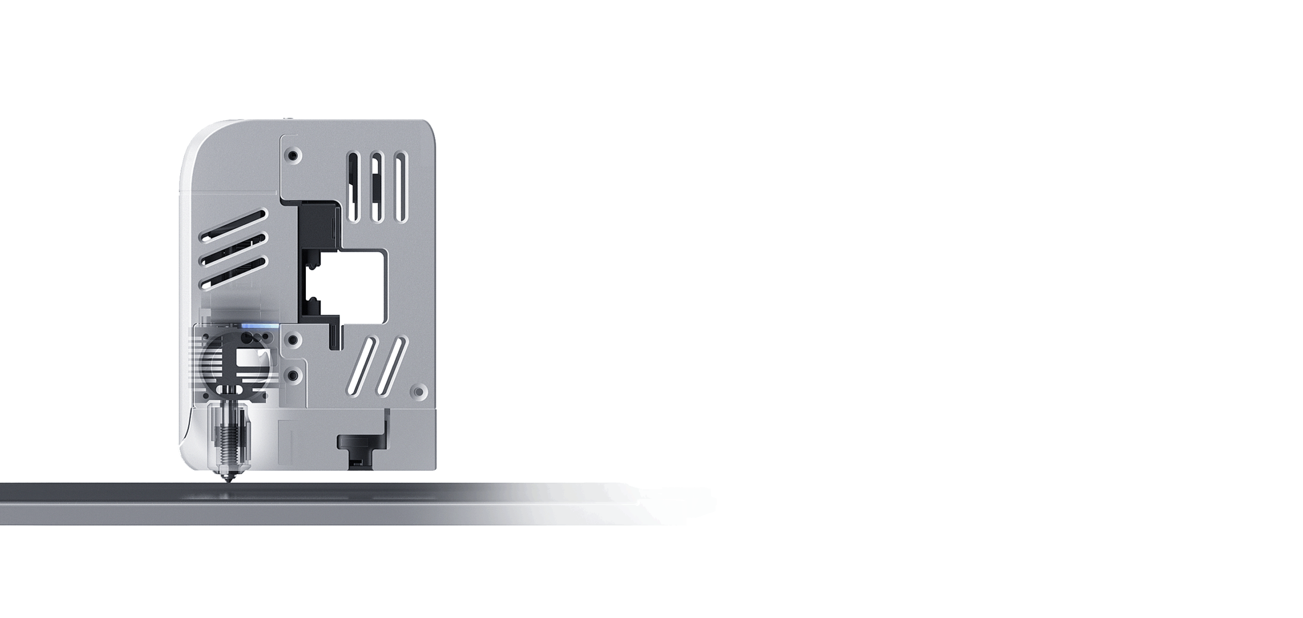 QIDI Q2 toolhead cross-section showing nozzle/leveling sensor and extruder/hotend assembly on white background