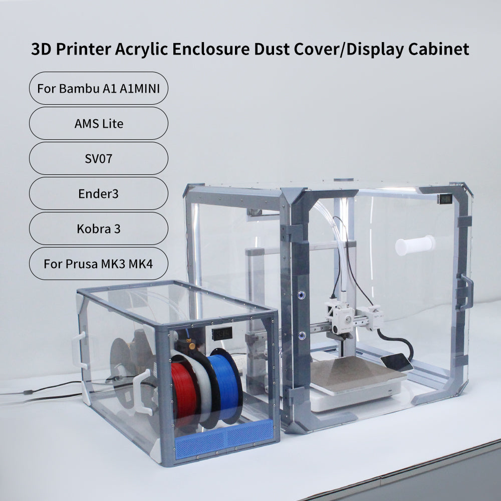 FYSETC 3D Printer Enclosure – prachotěsný akrylový kryt s LED osvětlením a filtrem pro 3D tiskárny Creality, Bambu Lab, Prusa
