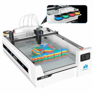 MINGDA AD-F4 industrial 4-color signage 3D printer — front three-quarter view on white background